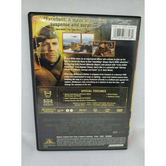 Harts War Drama Rated R Bruce Willis DVD Director Gregory Hoblit No Scratches - Picture 2 of 5